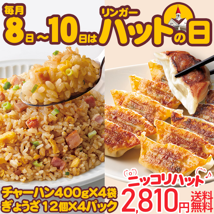 （ハットの日）チャーハン400g×4袋＆ぎょうざ1パック12個入×4パックセット