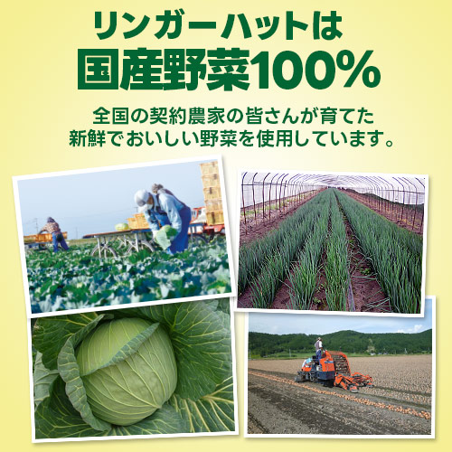 安心の国産野菜、国産小麦粉100%